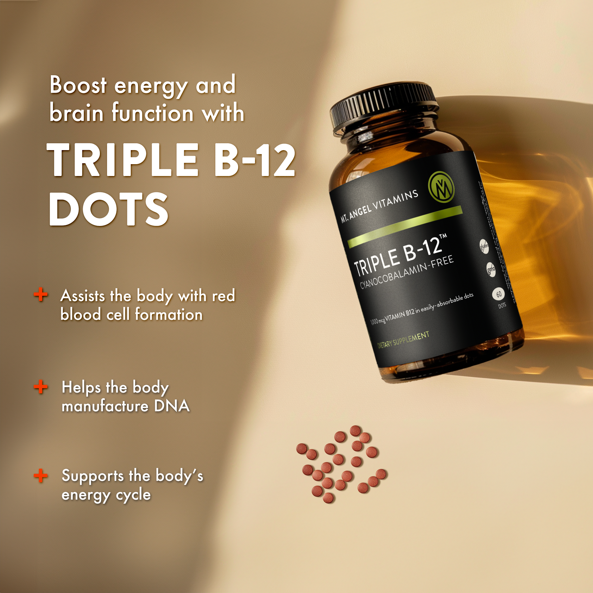 Mt. Angel Vitamins - Wholesale Oral Supplement/Vitamin - Mt. Angel Vitamins' Triple B-12 Dots - 60 Dots4