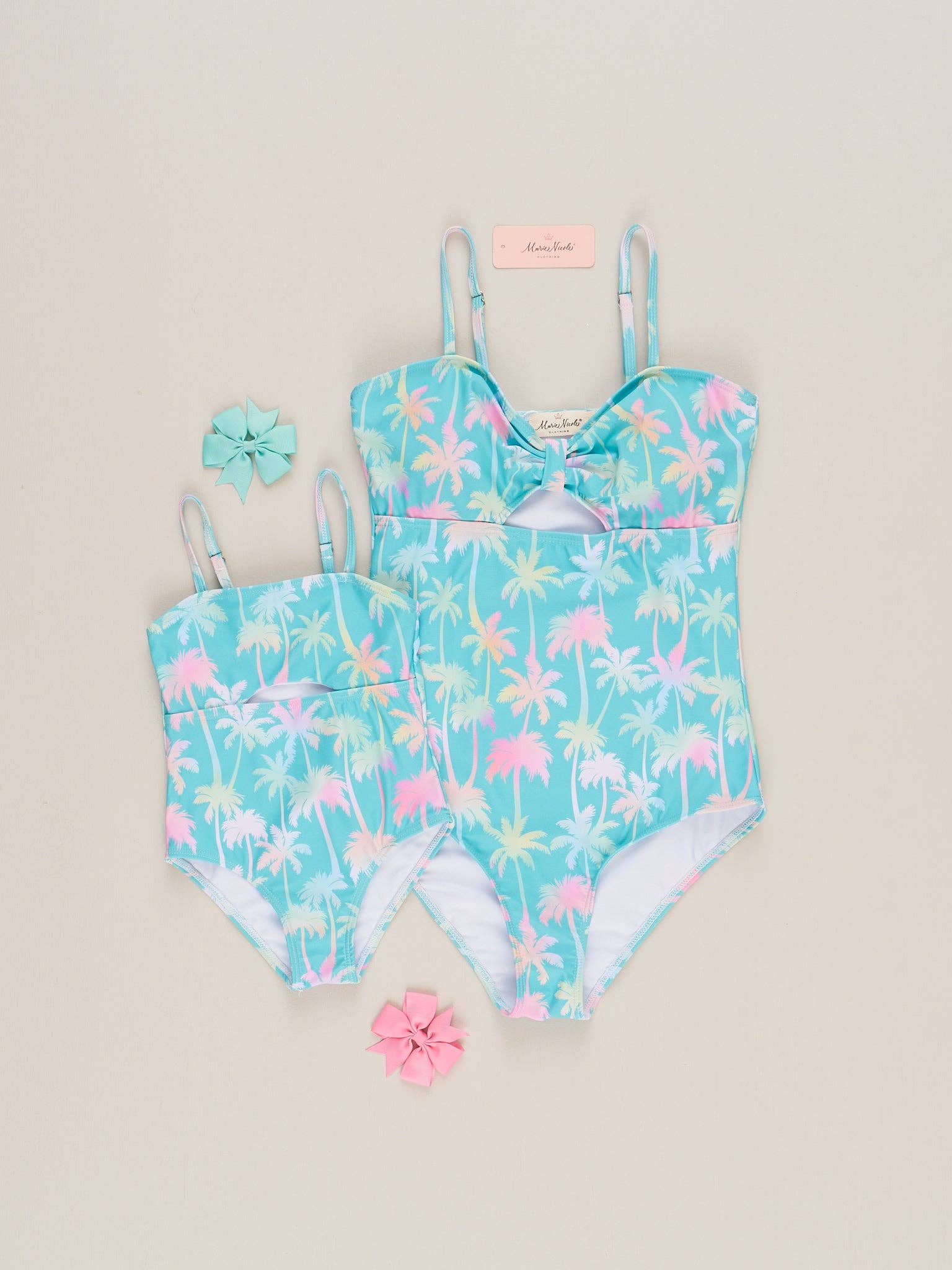 Marie Nicole Clothing - Wholesale Mommy & Me Sets - Mom & Me Palm Tree Paradise Swimsuit2