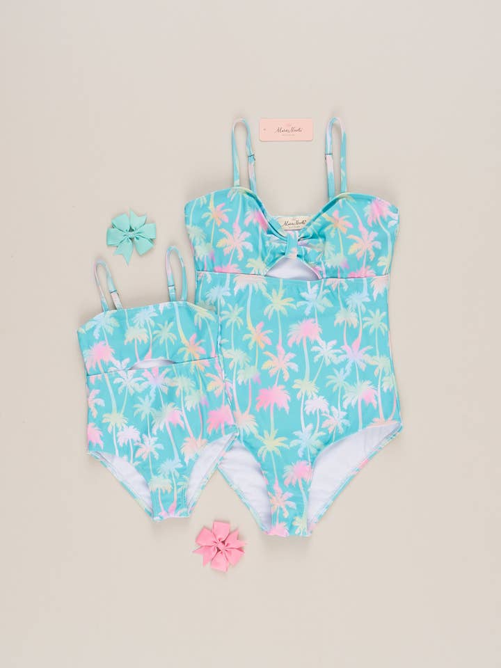 Marie Nicole Clothing - Wholesale Mommy & Me Sets - Mom & Me Palm Tree Paradise Swimsuit2