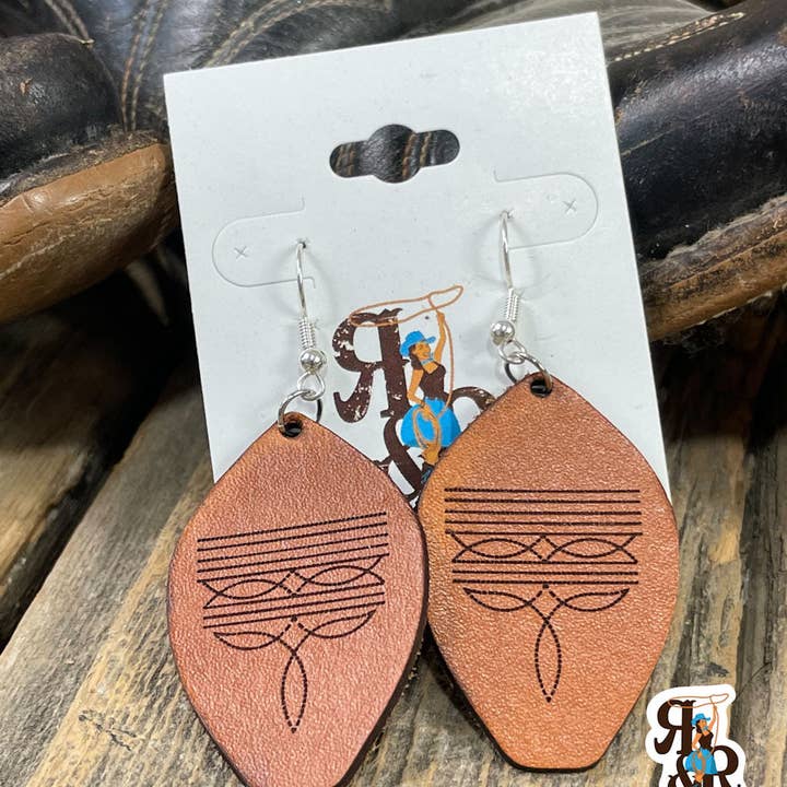 Ropes and Rhinestones - Wholesale Dangle Earrings - Wholesale Leather Boot Stitch Earrings0