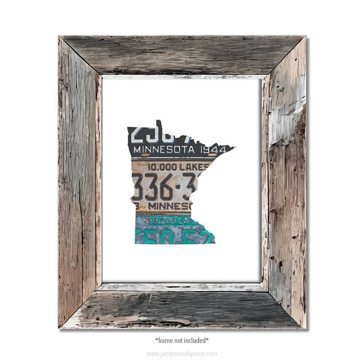 Impression de plaque d'immatriculation vintage du Minnesota pour la maison pour la vente par Juniper & Spruce