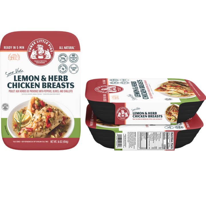 Three Little Pigs - Wholesale Shelf Stable Prepared Meal - Sous-Vide Lemon & Herb Chicken