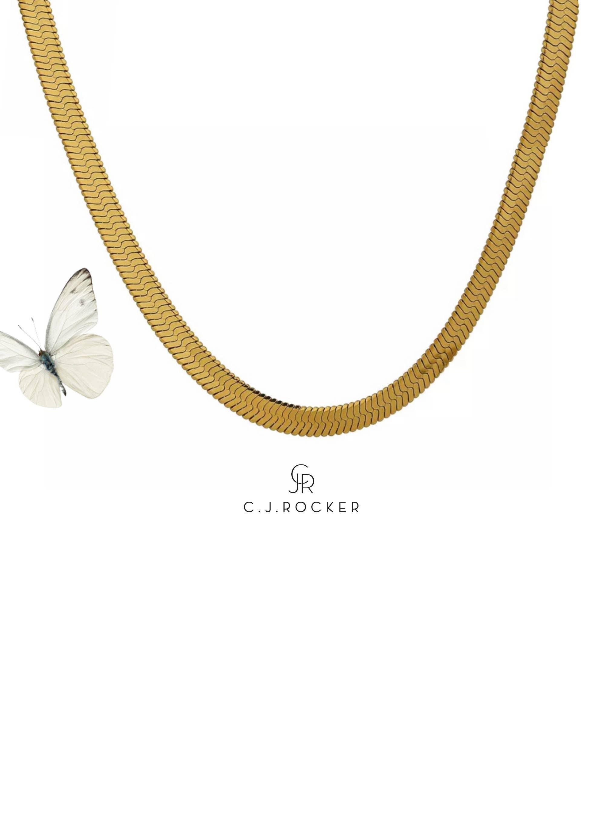 C.J.ROCKER – Engroshandel Led/kæde halskæde – Guld flad slange kæde halskæde