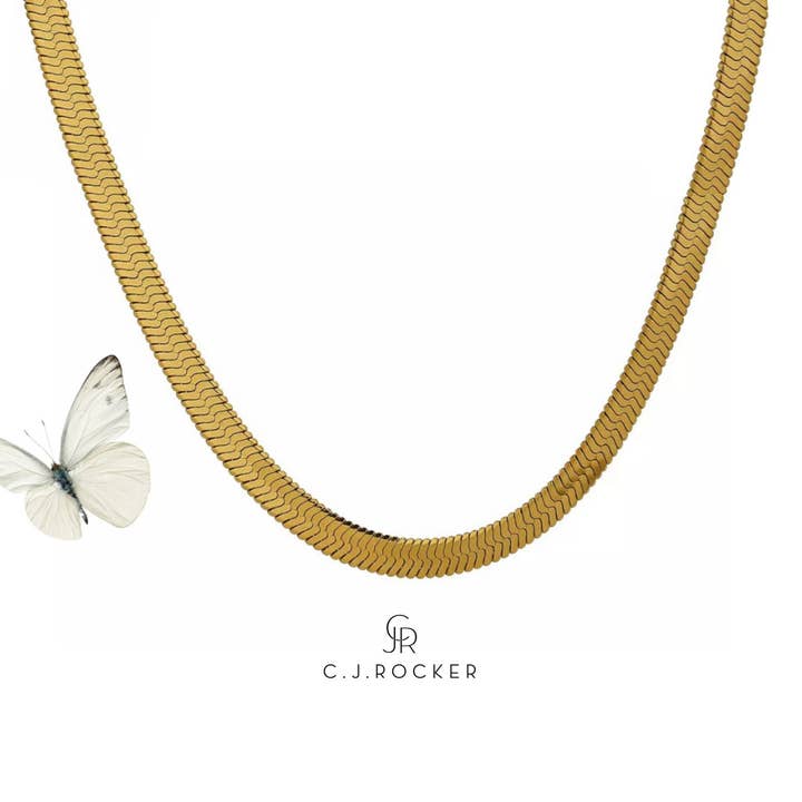 C.J.ROCKER – Engroshandel Led/kæde halskæde – Guld flad slange kæde halskæde0