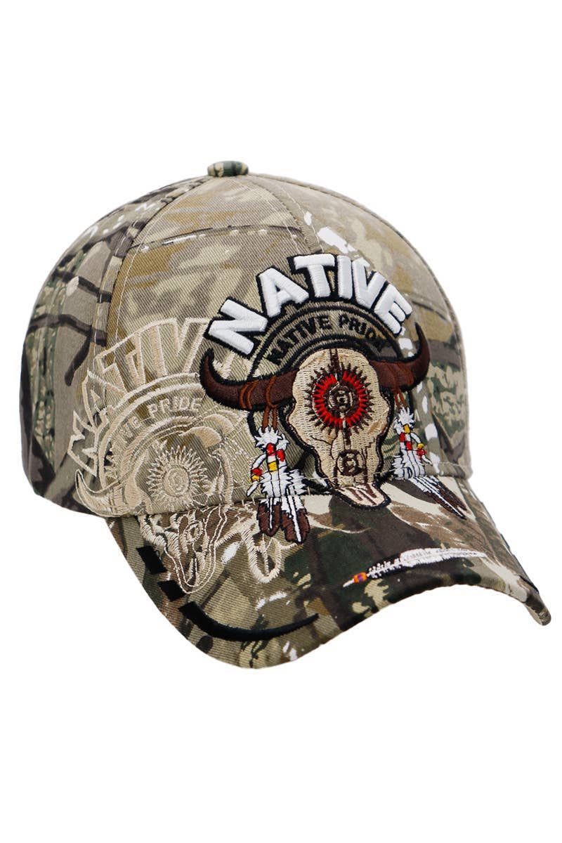 Cap Zone - Wholesale Baseball Cap - Unisex - Native Pride Tribal Longhorn Bull Baseball Cap3