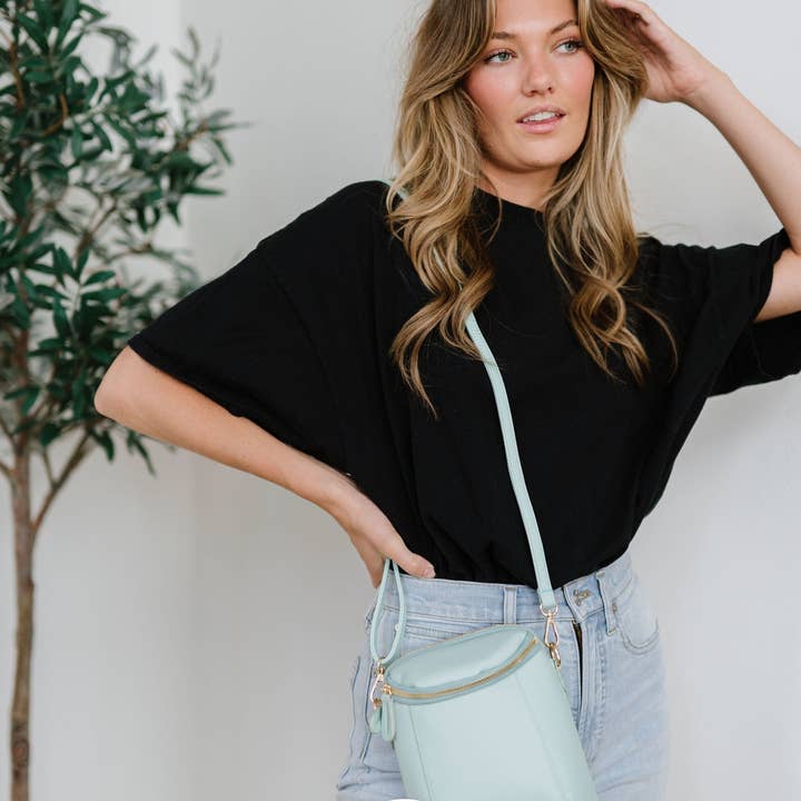 The Classy Cloth WS - Wholesale Crossbody Bag - Women's - Corinne Crossbody Bag - Sea Glass - Mint Black Brown Geo RTS1