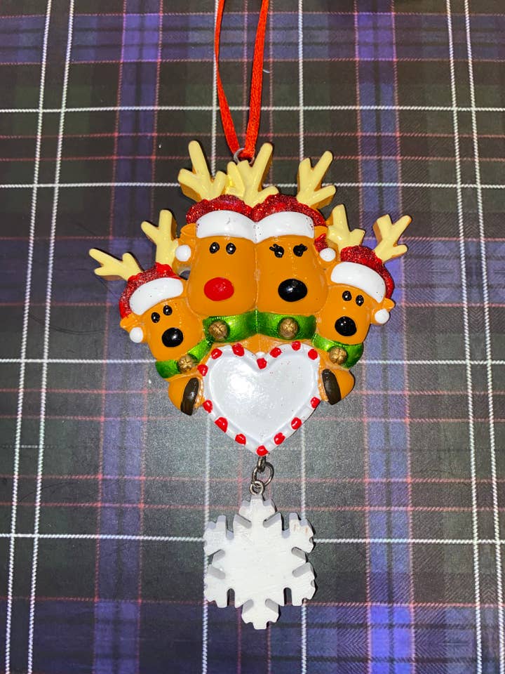 Personalised Tree Decoration - Reindeer Family of 4 for wholesale by Dekassa