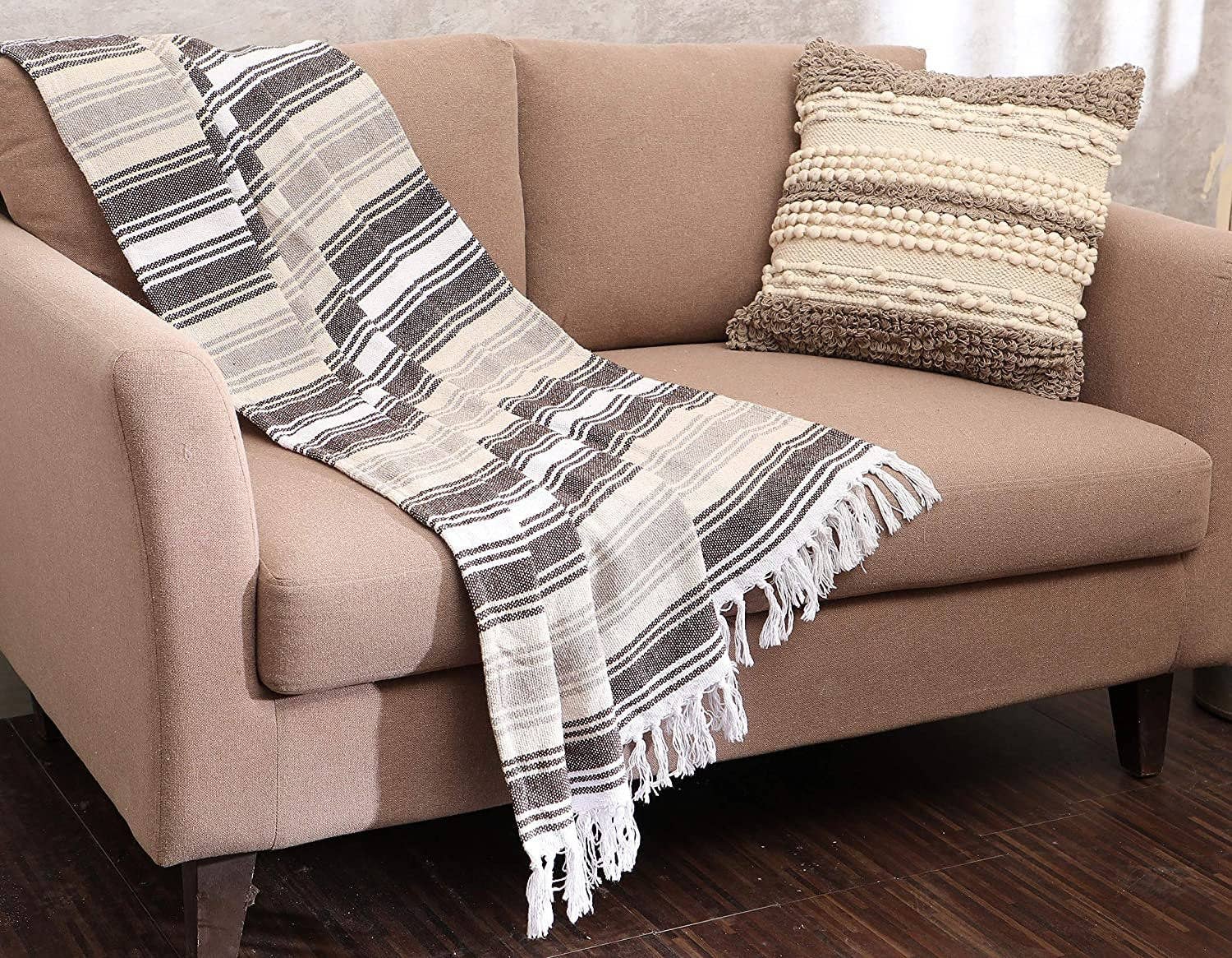 Cedar REDEARTH Textured Throw Pillow Cases-Woven Tufted Decorative Farmhouse Cushion Covers Set for Couch, Sofa, Bed, Chair, Dining, Patio, Outdoor; 100% Cotton (18x18; Natural) Pack of 2 for wholesale on Faire5