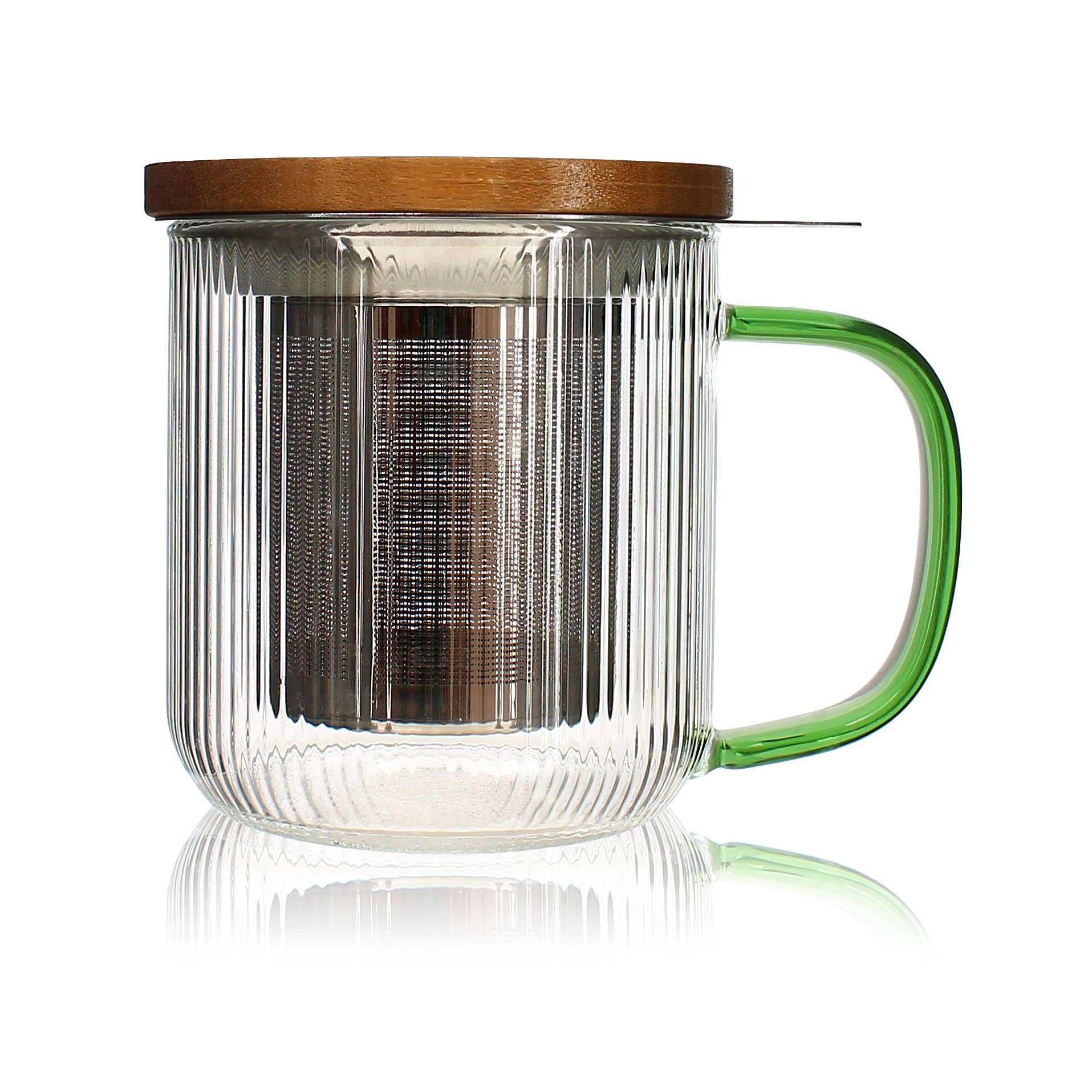 Ogo living - Vente Tasse à café/thé - Tisanière karl 300ml en verre borosilicate anse jade1