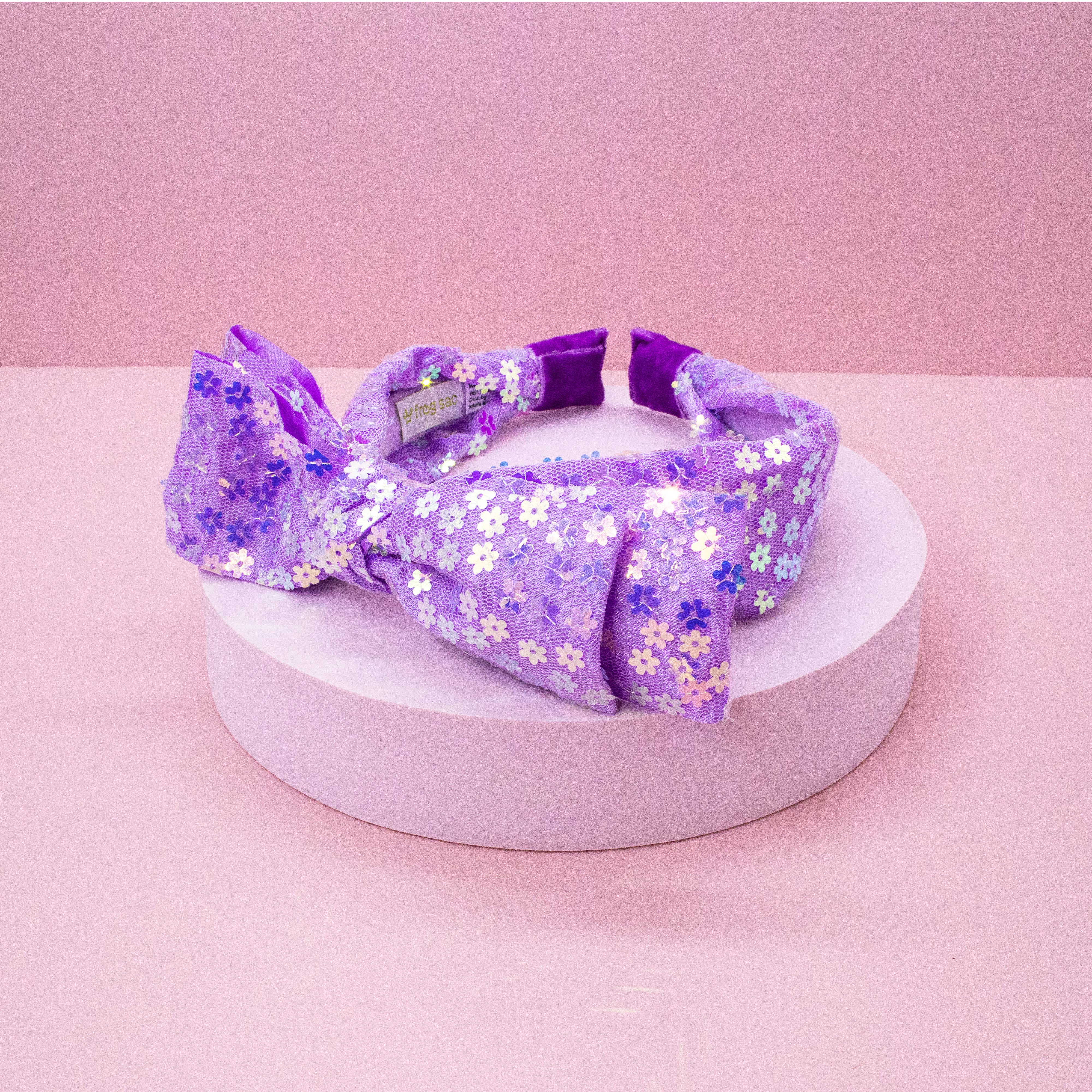 Frog Sac - Vente Serre-tête – enfant - Bandeau à gros nœud - Paillettes à double couche13