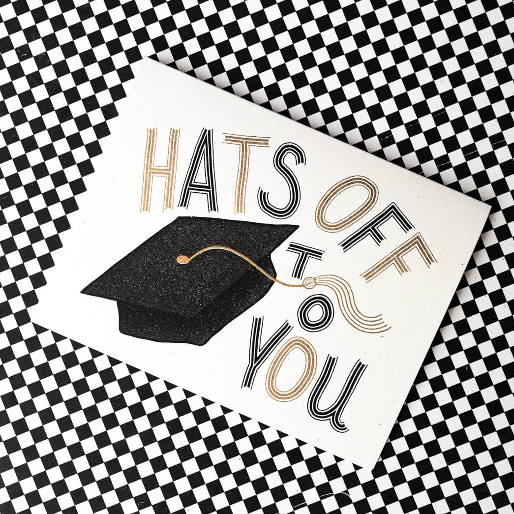 Bromstad Printing Co. - Wholesale Graduation Card - Hats Off To You - Risograph Graduation Card0