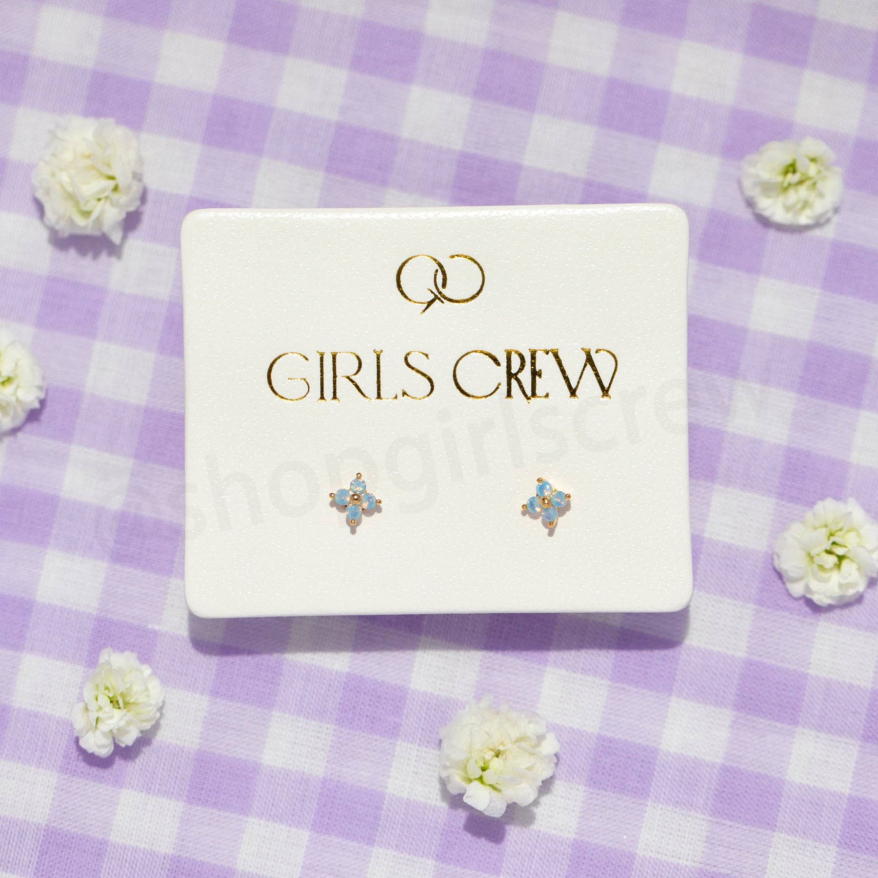 Girls Crew - Wholesale Stud/Post Earrings - Teeny Tiny Blue Blossom Studs9