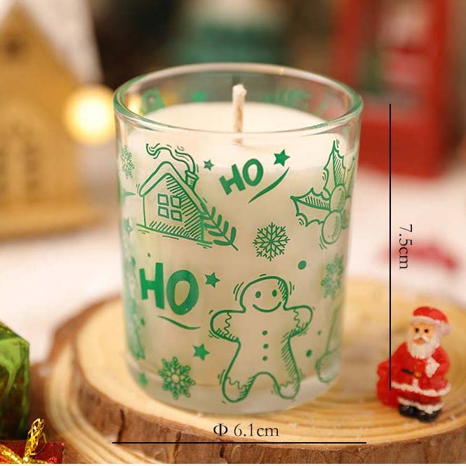 Candles Meta - Wholesale Jar/filled candle - Christmas Printed Glass Jar Plant Essential Scented Candle5