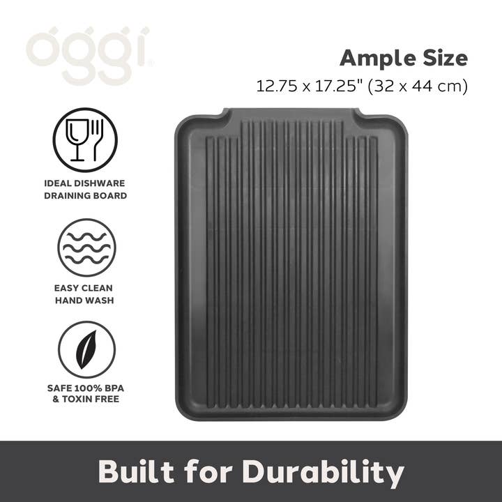Oggi - Wholesale Dish Drying Mat/Rack - Drainboard 12.75 x 17.25" - Black