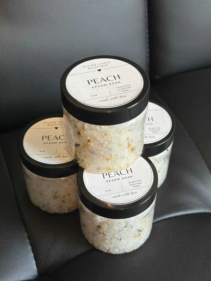 Peach Epsom Salt Bath for wholesale by Divine Coast Boutique