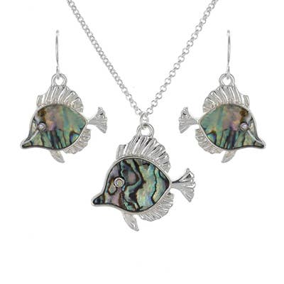 FR5401 Abalone Tropical Fish Crystal AB Necklace Set for wholesale by 0011 PREMIERE