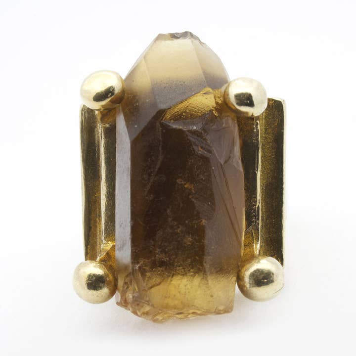 RAW CITRINE CRYSTAL POINT RING for wholesale by Brooklyn Smithy