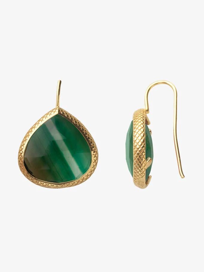 French Wire Stone Earrings 20mm - Green for wholesale by Atelier Coralia Leets fashion Jewelry