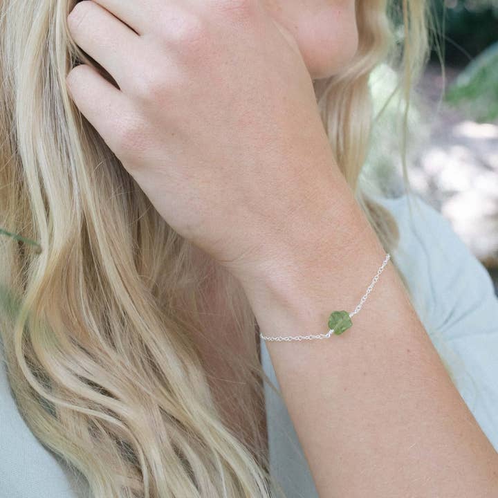 Luna Tide - Wholesale Charm/Dangle Bracelet - Raw Peridot Crystal Nugget Bracelet8