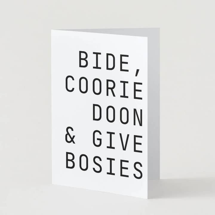 Scots Language Doric Live Cuddles Love Greetings Card for wholesale by Mulderie Wood