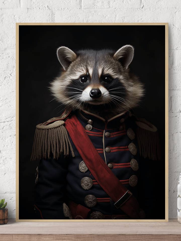 Raccoon in Uniform Canvas Wall Art Print Poster for wholesale by Arttique - Artistry Canvas Prints