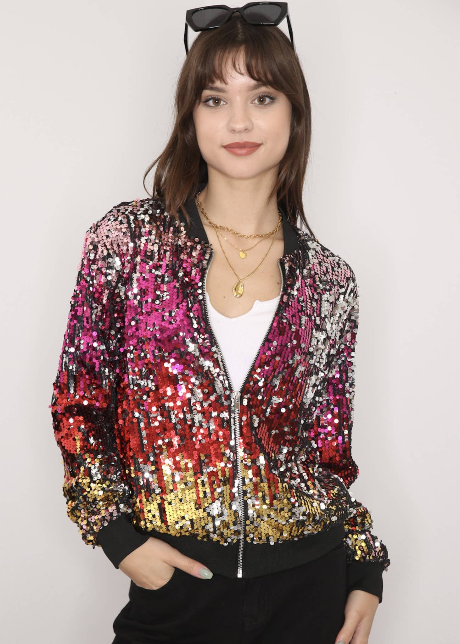 Anna Kaci Wholesale - Vente Bombers – femme - Blouson aviateur zippé à sequins117