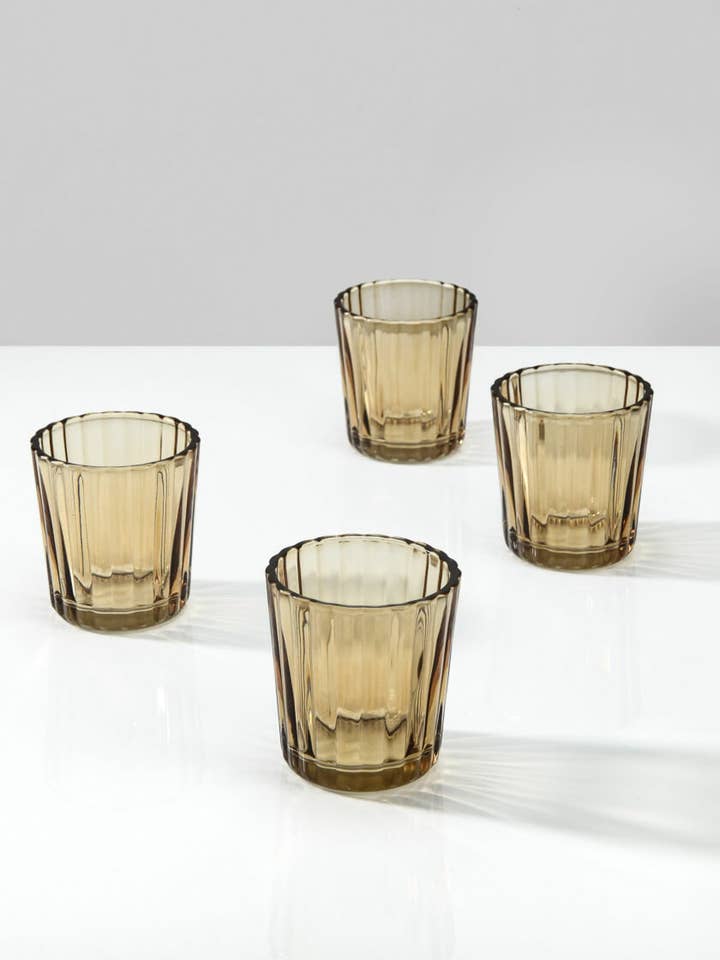 Light Amber Fluted Glass Votive Holder for wholesale by Jamali Garden