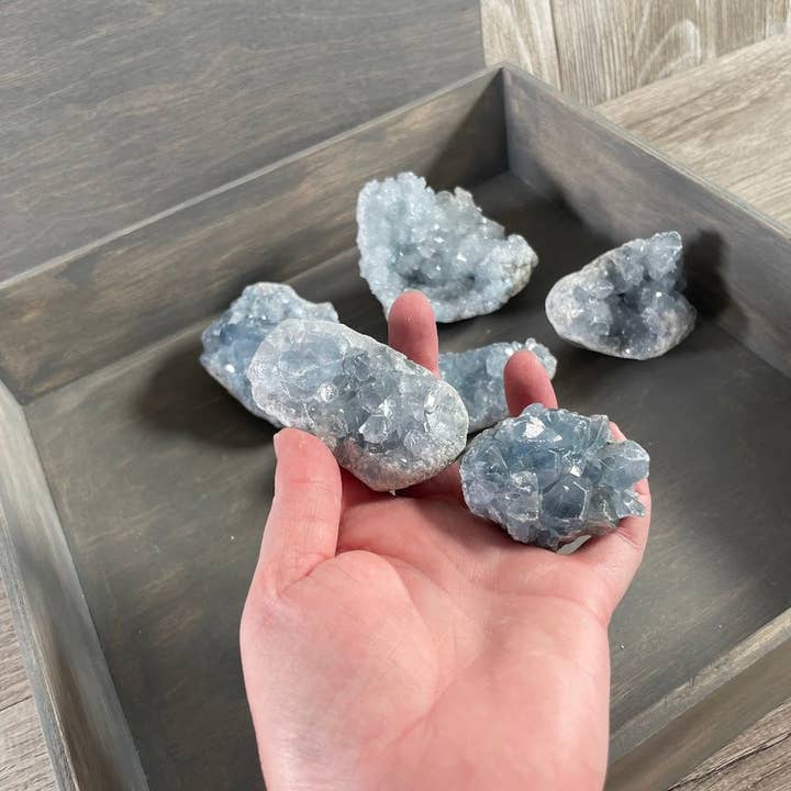 Keystone Crystals - Wholesale Spiritual Stone/Crystal - Celestite Clusters - 3 Lb Bulk Lot of High-Quality Natural Crystal Specimens3