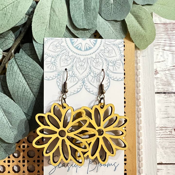 Seasideblooms - Wholesale Dangle Earrings - Boho cute hand painted lightweight maple wood Â