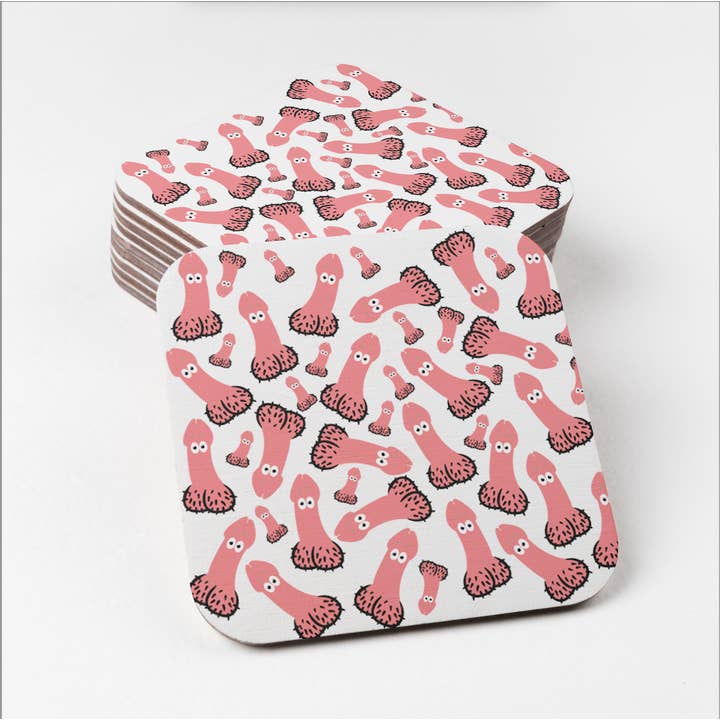 Cheeky Chops Cards & Wanky Candles - Vendita all'ingrosso Sottobicchiere - Confezione di Sottobicchieri Design Pene
