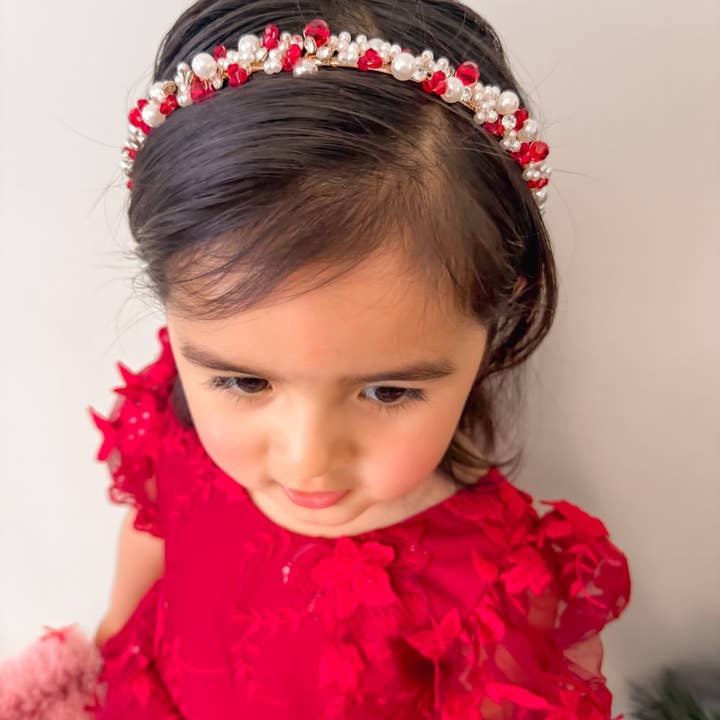 A Little Lacey - Wholesale Fashion Headband - Kids - Evelyn Girls Christmas Pearl Headband4