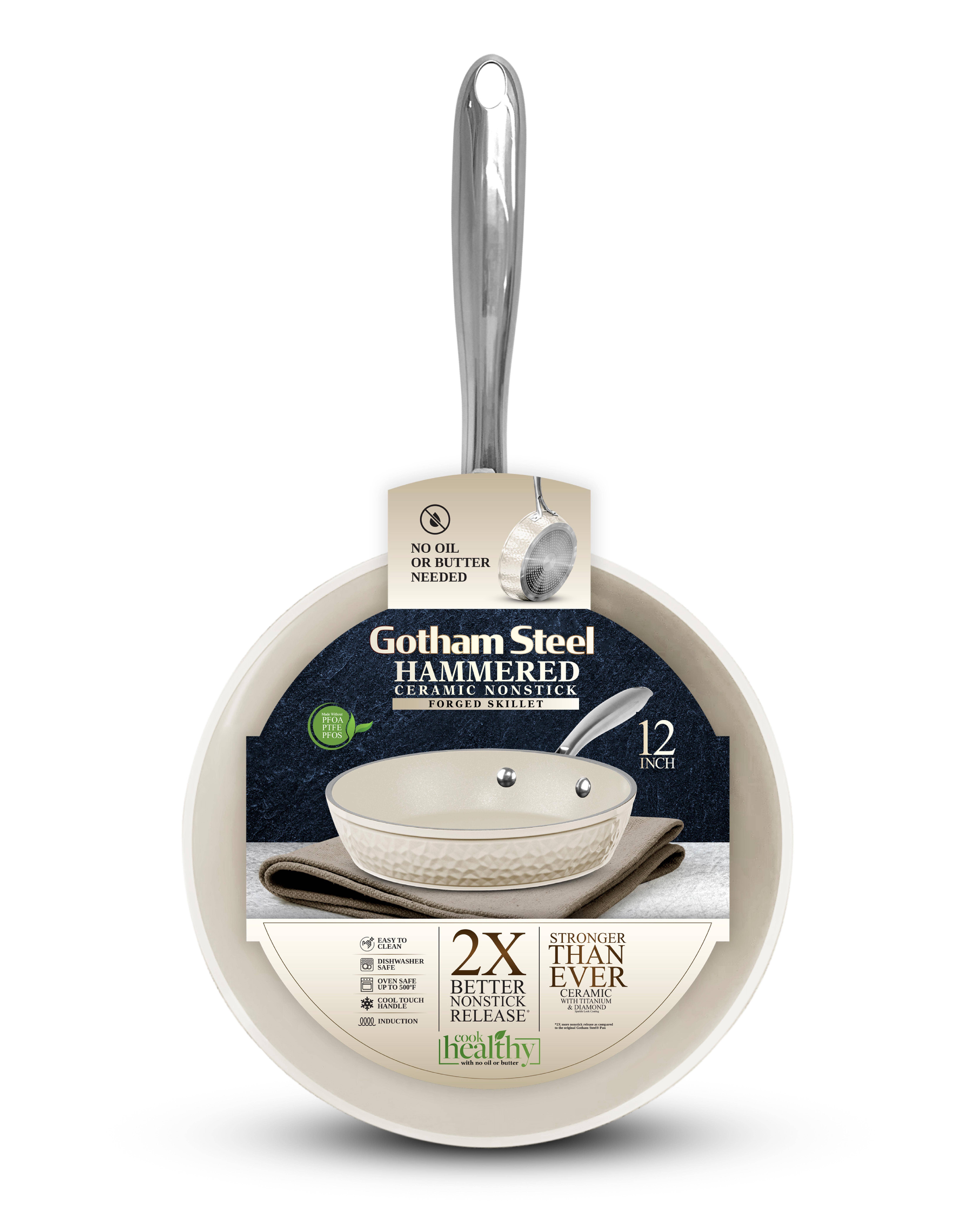 Gotham Steel/Granitestone - Vente Poêles - Poêle à crème martelée Gotham Steel de 12 po0