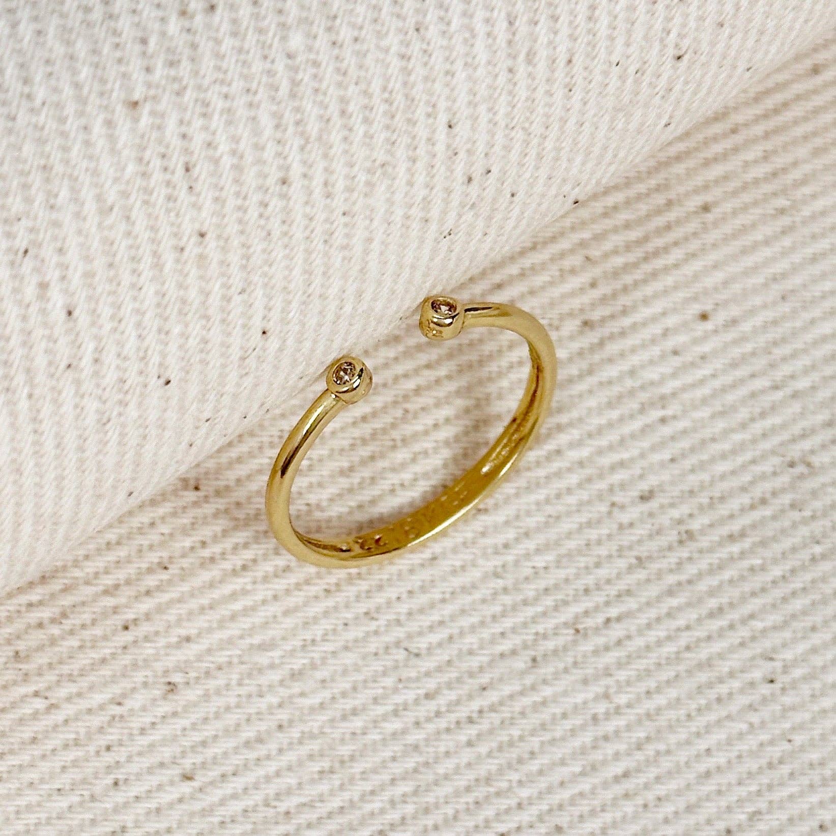 GoldFi - Wholesale Band/Stacked Ring - 18k Gold Filled Dainty Open Ring with Micro Bezel Zirconia8