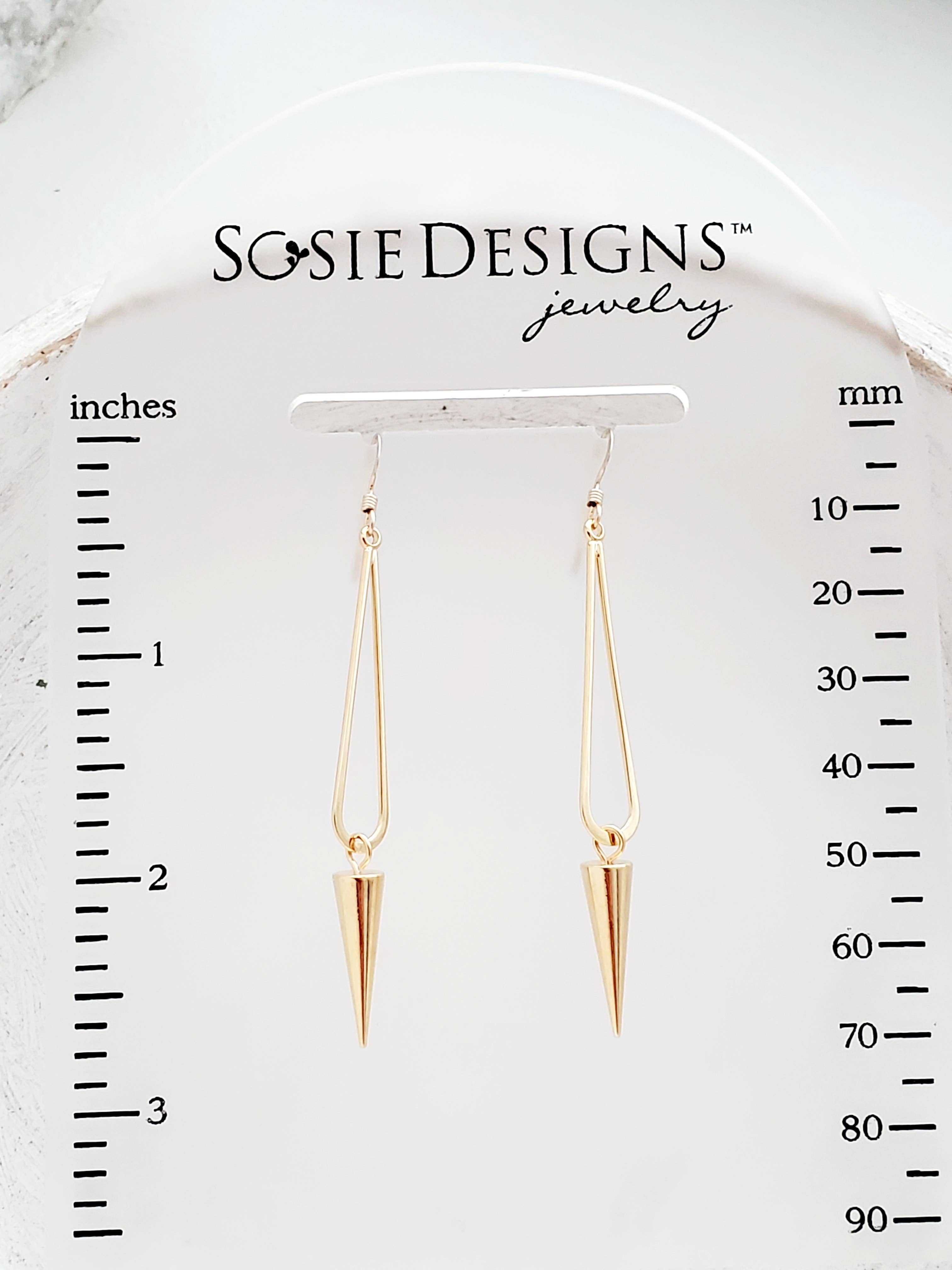 Sosie Designs - Wholesale Dangle Earrings - Gold Spike Pendulum *2