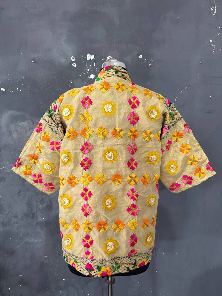bhavnas boutique - Wholesale Jacket – Women's - Phulkari Short Kimono Multicolor Women's Embroidery Jackets 5