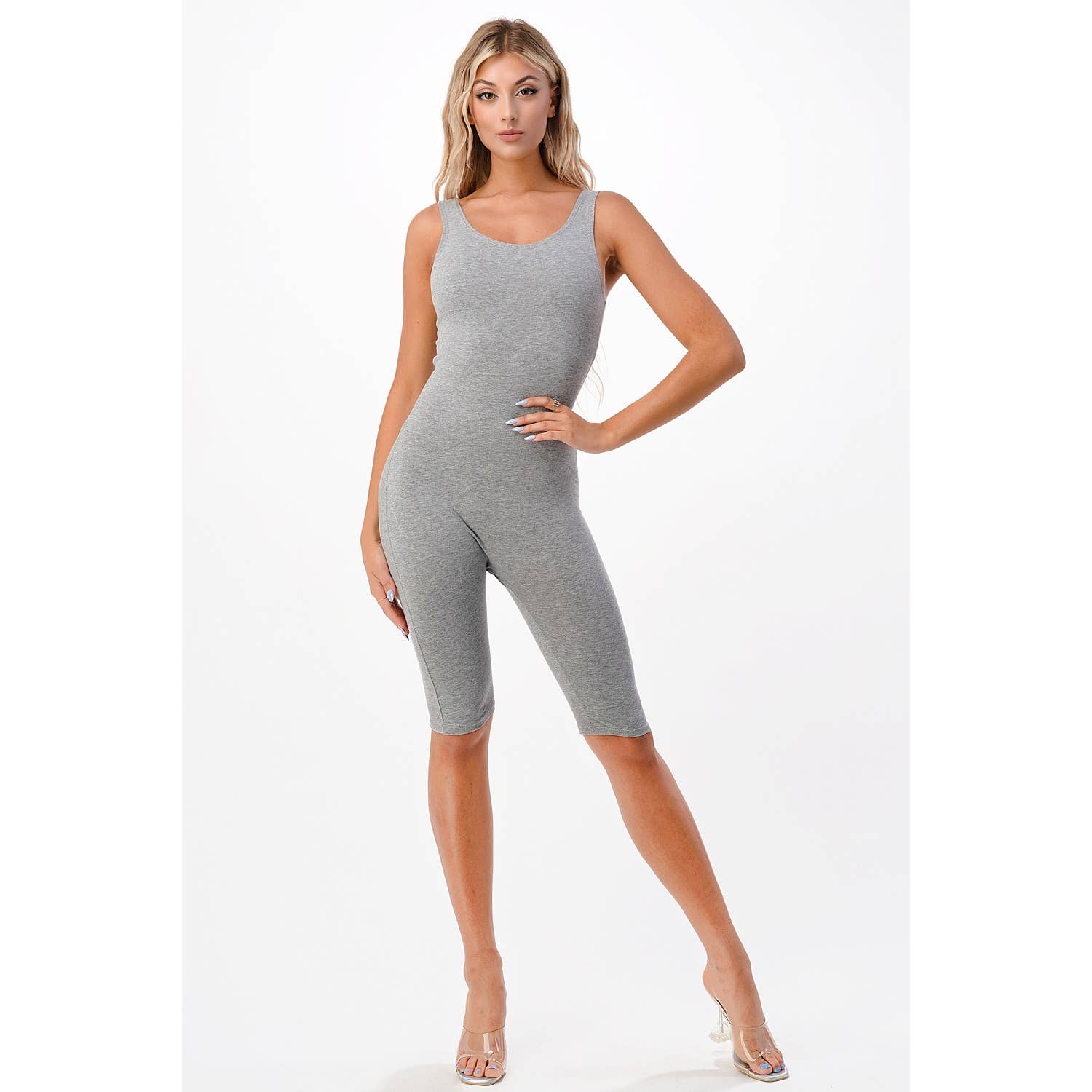 Lime All the Time - Wholesale Romper - Women's - Solid Muscle Tank Bike Short Romper9