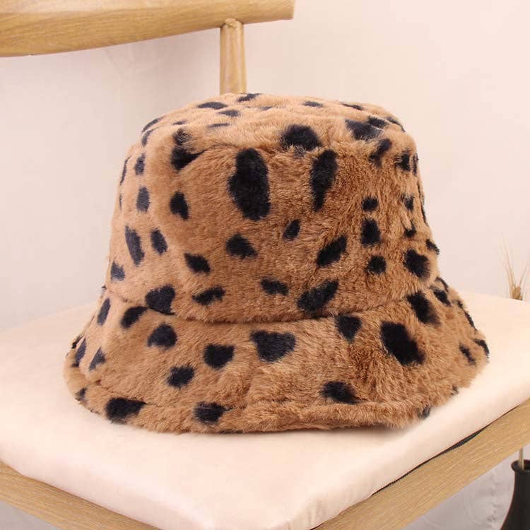 Ole - Vendita all'ingrosso Cappello da pescatore - Donna - Cappello da pescatore in peluche a fantasia maculata C02881