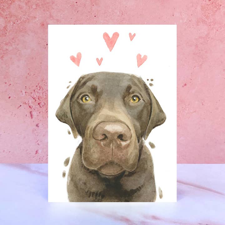 Robert James Hull - Venta al por mayor Tarjetas de San Valentín - Tarjeta de Lamidos y Besos de Labrador Chocolate para San Valentín