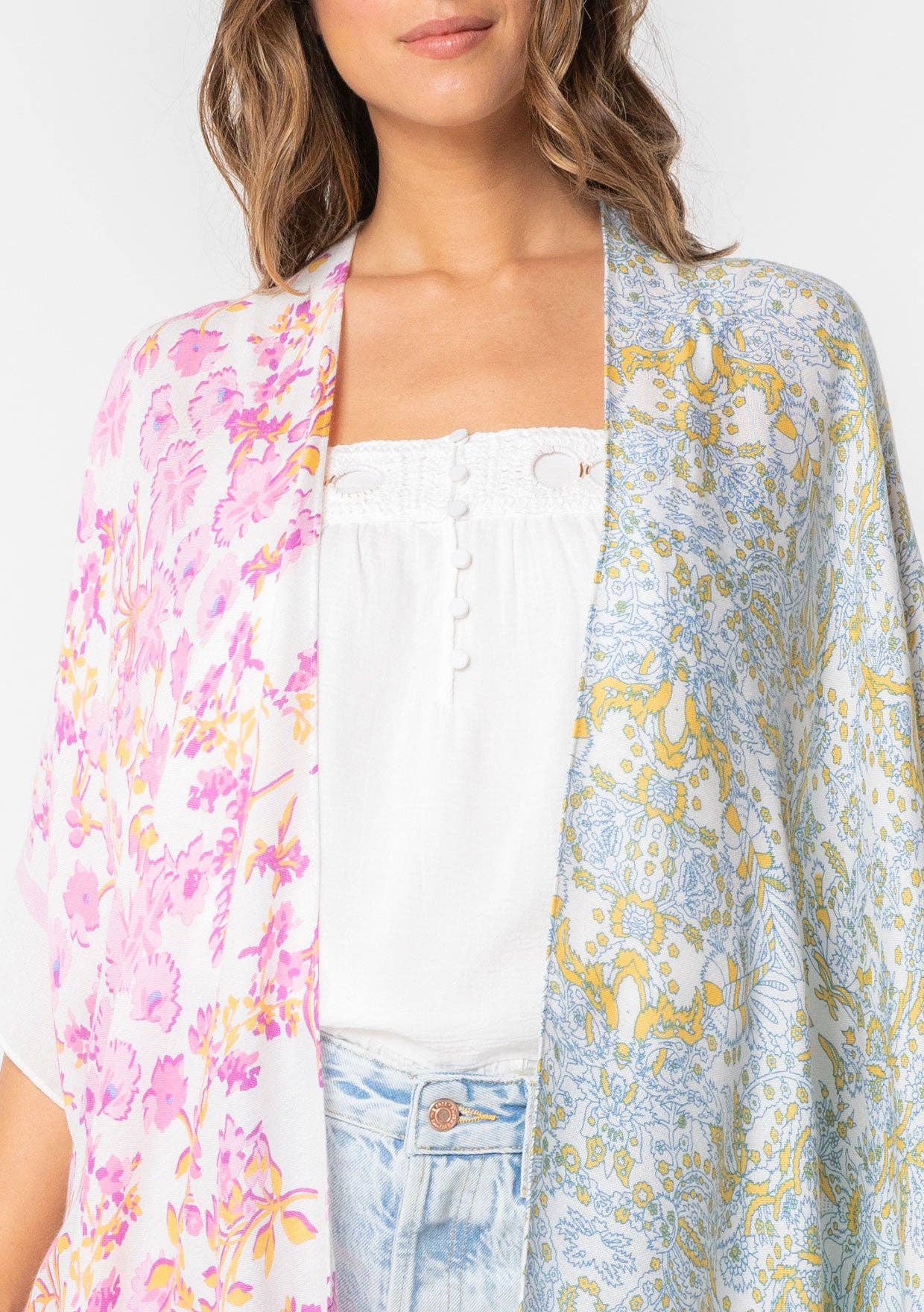 Lovestitch - Wholesale Kimono - Women's - Floral Multi Bohemian Open Front Kimono12