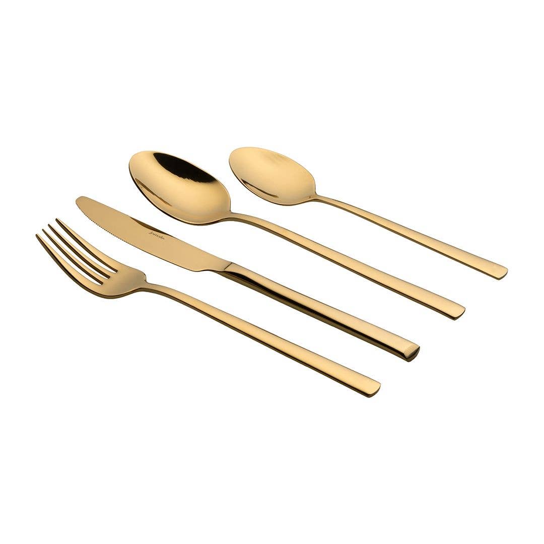 Jomafe - Vente Sets de couverts - Service de couverts Viena 16 pièces en acier inoxydable doré brillant1