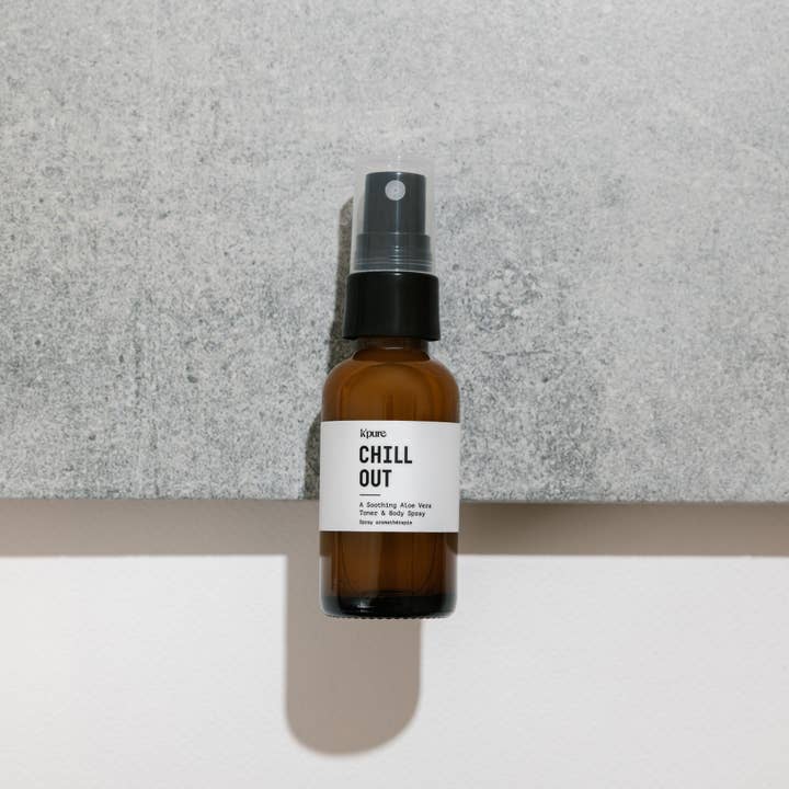 K'pure Naturals – Óleos essenciais/água para rosto e corpo por atacado – Chill Out | Tônico calmante de Aloe Vera e Spray Corporal1