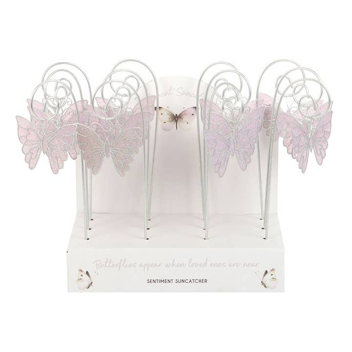 WONDER IMPORTS AUSTRALIA - Wholesale Retailer display – Home & Living - Set of 12 White Butterfly Suncatcher Stakes in Display1