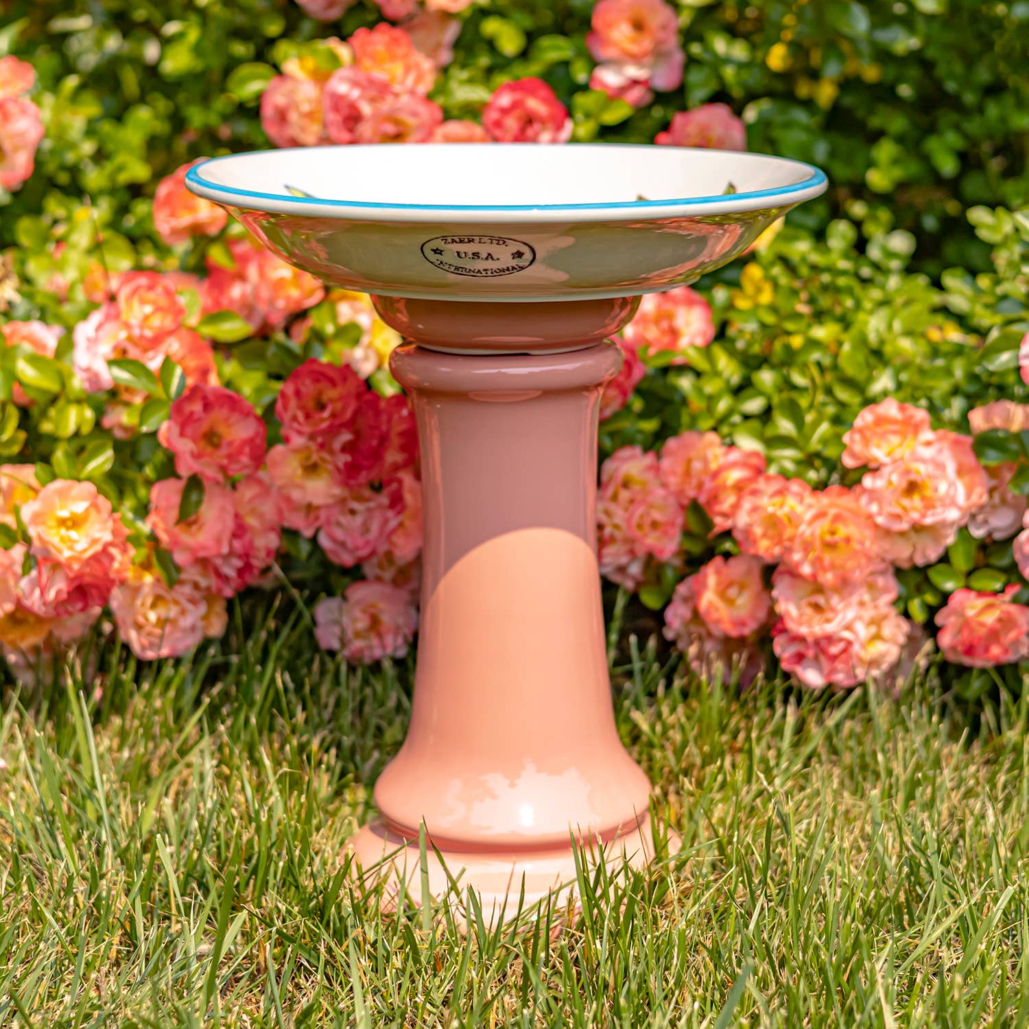 Zaer Ltd. International - Wholesale Bird Bath - 15 Inch Tall Porcelain Birdbaths- 6 Options15