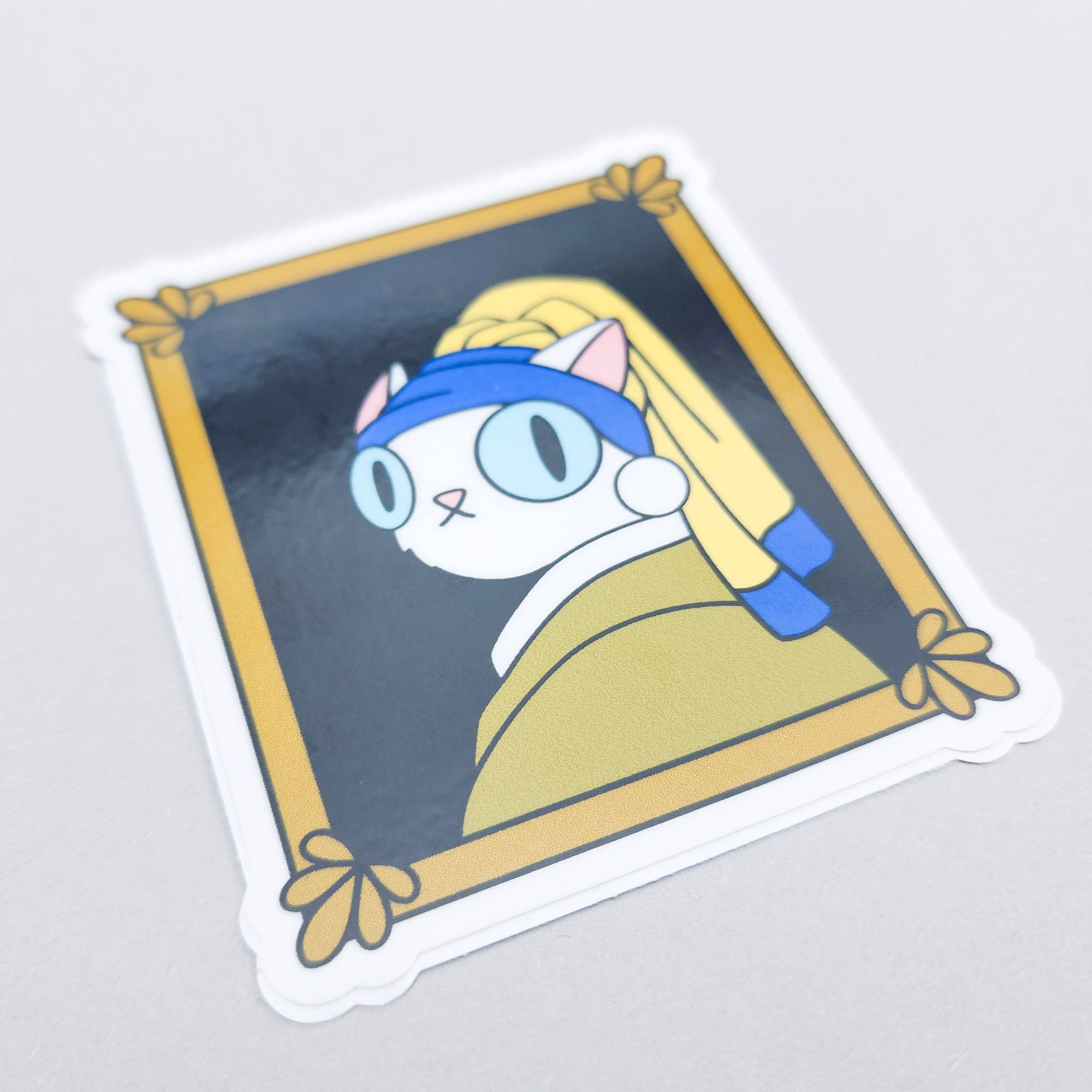 Toku Arts - Wholesale Sticker - Cat with a Pearl Earring Vinyl Sticker 2