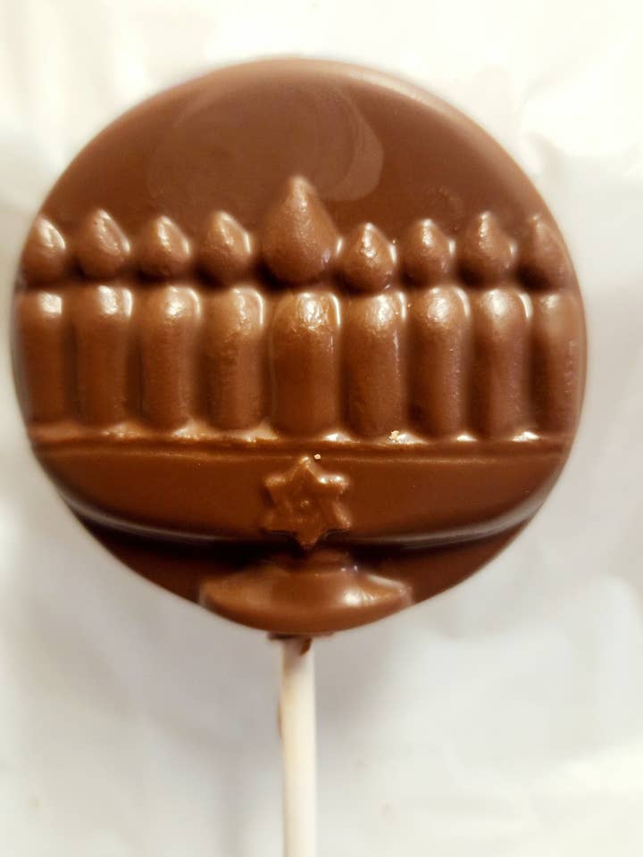 Circle Menorah Pop for wholesale by Skip's Candies (Nut Free)