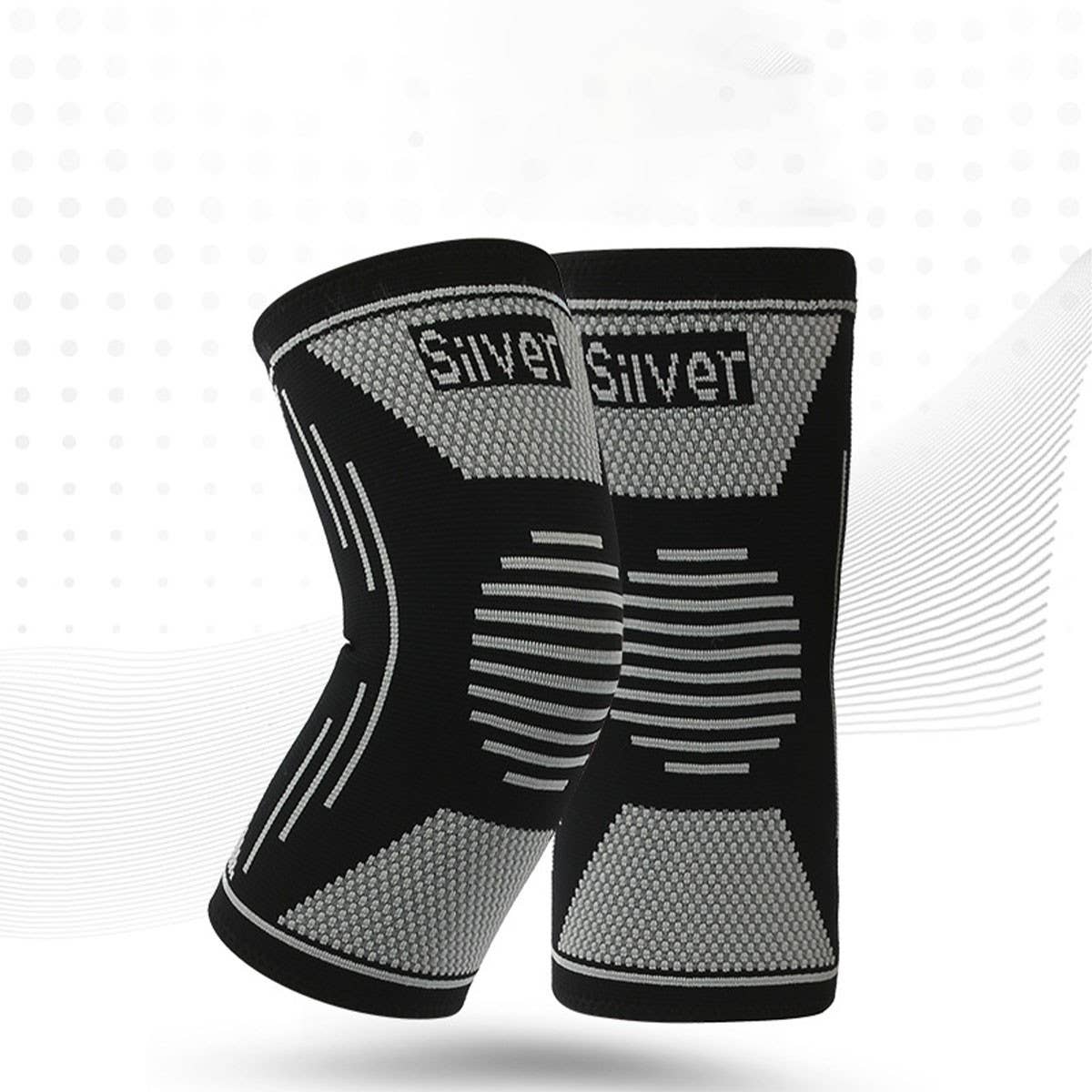 Black Silver Fiber Sports Knee Brace,Odor-Free&Breathable_CWMM7885 for wholesale on Faire3