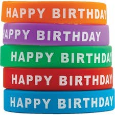 Happy Birthday Silicone Wristbands - Set of 10 for wholesale by Everyday Supply Co