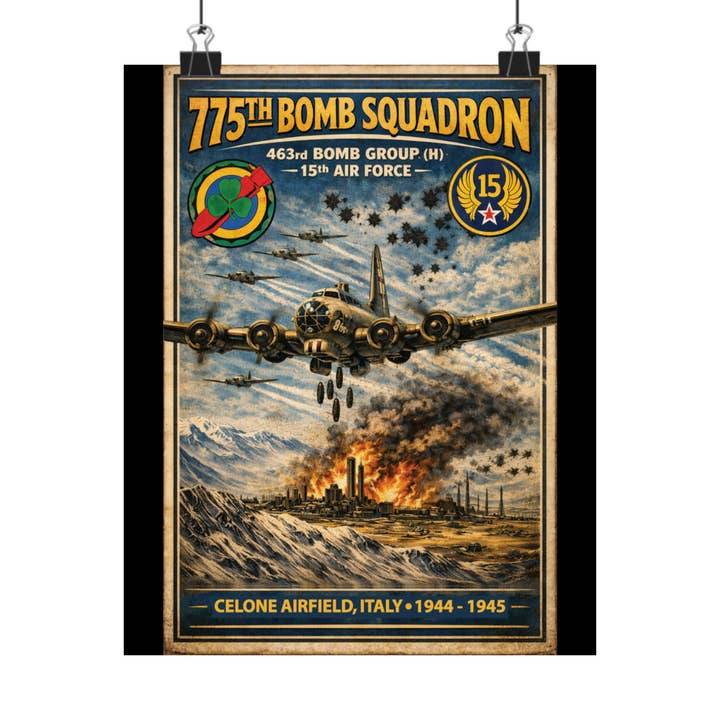 775th Bomb Squadron Matte Poster — Celone Italy 1944–1945 Vintage WWII Aviation Print - Celone Airfield for wholesale by MIP