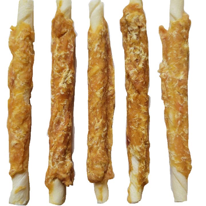Lovin Tenders - Wholesale Pet Treats - Dog - Butcher Shop 5” Chicken & Rawhide Twists, 20-Pk