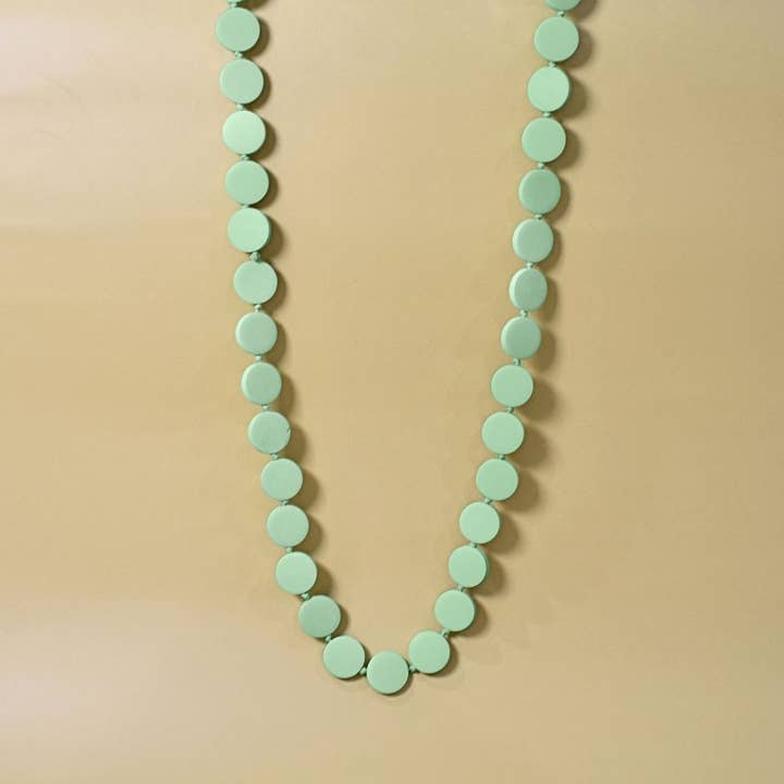 Taylor Hill Scarves & Co - Wholesale Beaded/pearl necklace - THSJ1272: Mint: Round Wooden Necklace5